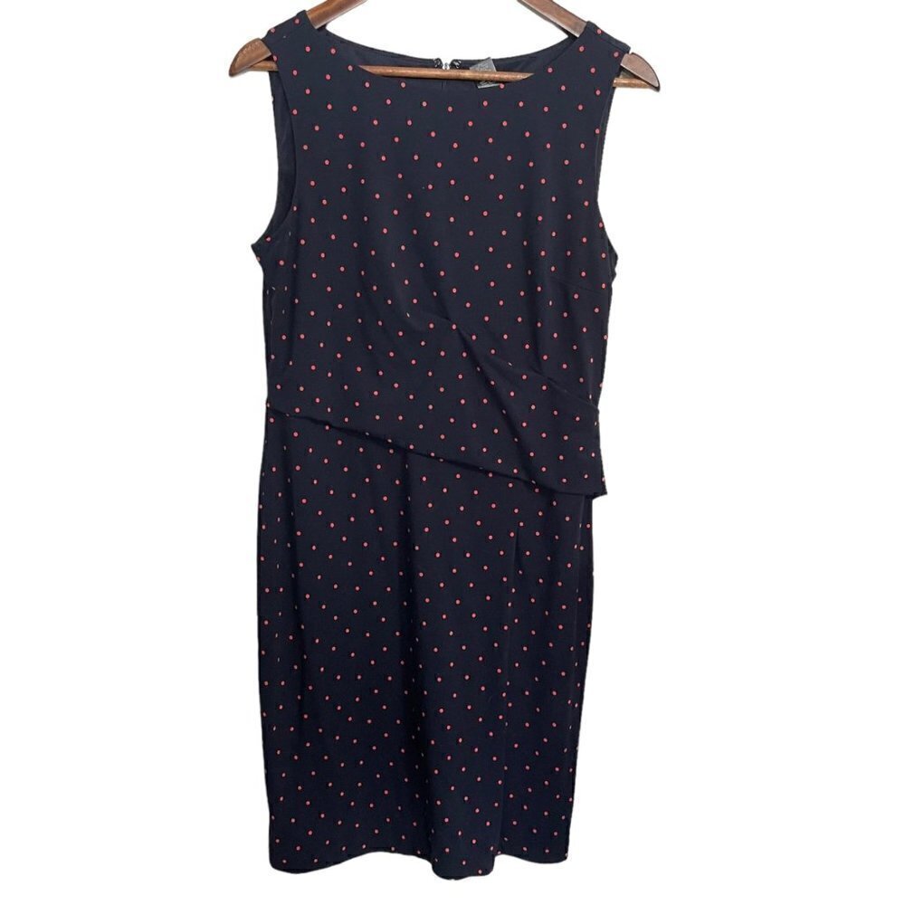 Ann Taylor Womens Blue Polka Dot Sleeveless Stretch Knee Length Dress Size 8